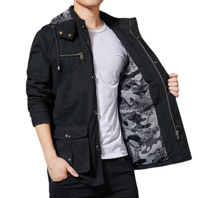 Новая мужская куртка осень-зима с несколькими карманами, рабочая куртка средней длины из чистого хлопка, ветровка, пальто