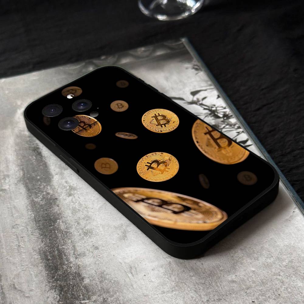 Чехол для телефона Bitcoin Для IPhone 17,16,15,14,13,12,11 Plus,Pro,Max,XR,XS,X,7,8 Plus,Mini Черный Силиконовый Мягкий