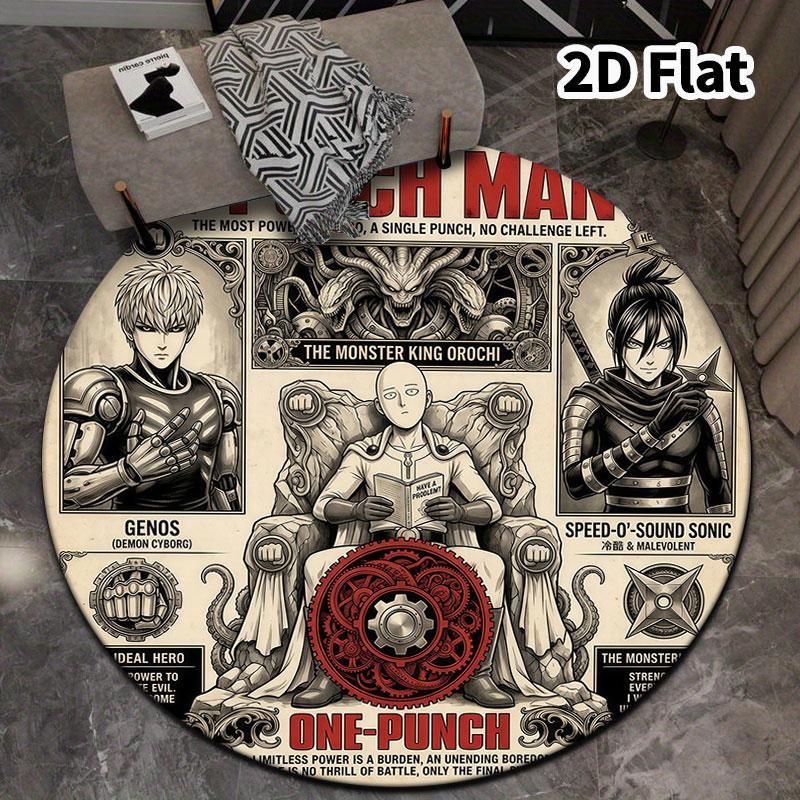 Onepunch Man Round Area Rug Carpet Rug For Living Room Bedroom Sofa Playroom Decor Nonslip Floor Mat