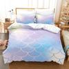 Laser Gradual Change Fish Scale 3D Digital Printing Three-Piece Set, Quilt Cover Pillowcase