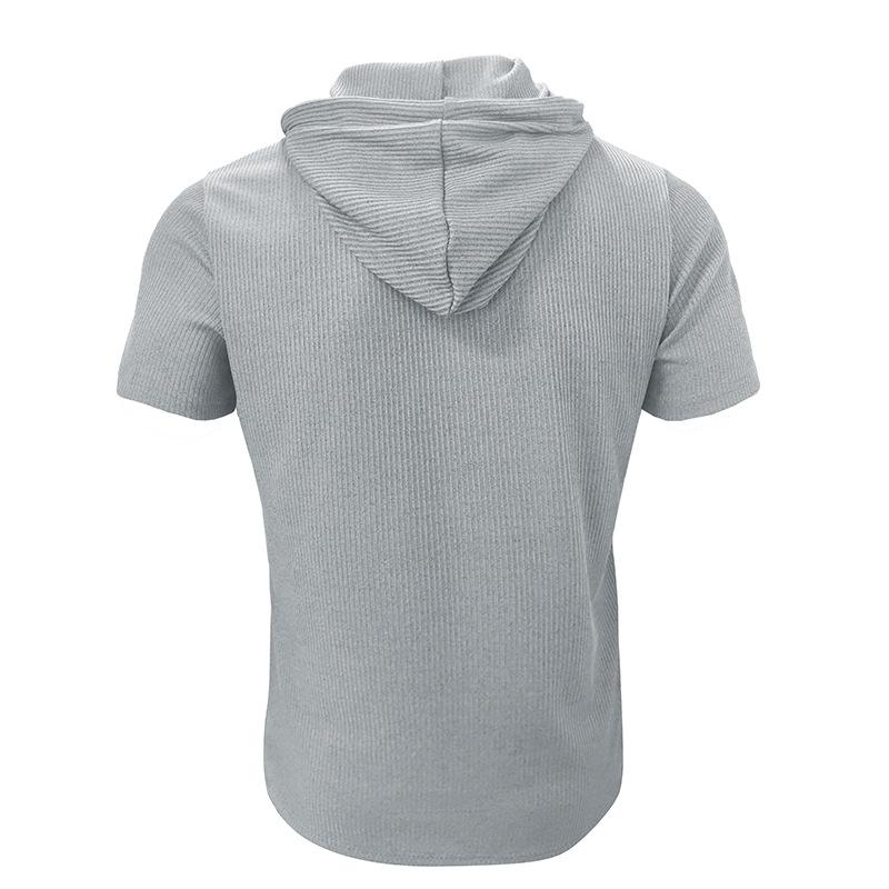 Летняя мужская свободная толстовка для бега, мужская повседневная спортивная футболка с капюшоном и коротким рукавом
