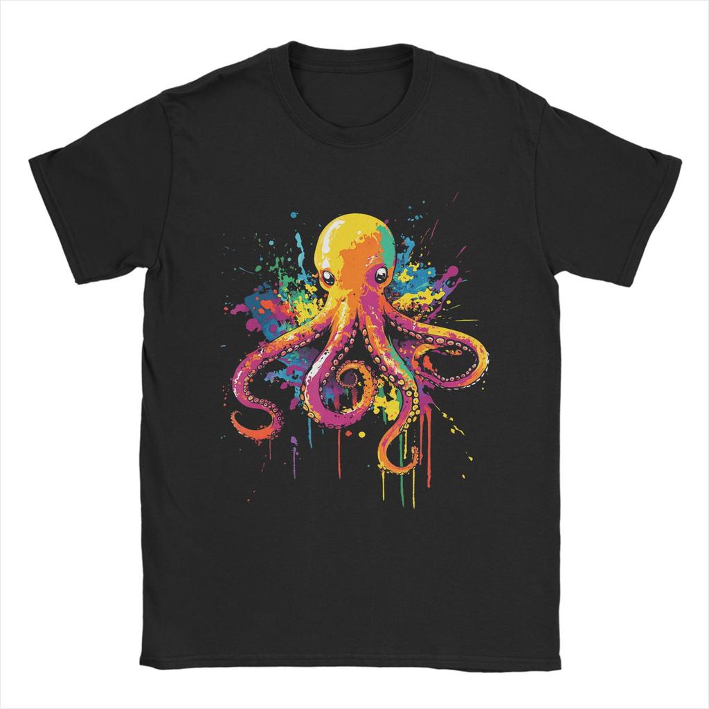 Octopus Wearing Beanie Retro Graphic TShirt Summer Trending TShirts Male 100 Cotton Breathable Plus Size Clothes Vintage