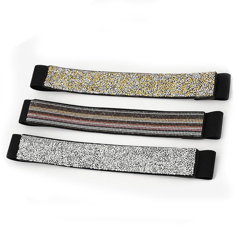 Shining RhineStone Sequin Corst Elastic Belt For Women Inlaid Imitation Diamond Elastic Belts Flash Colour Ladies Fashion Dress