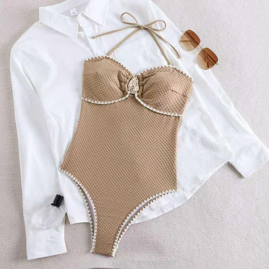 Swimsuit for Women with Removable Strap and Scalloped Trim Soft Padded Cups High Cut Design
