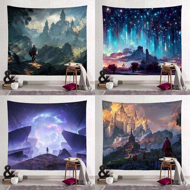 Фэнтезийный пейзажный узор, гобелен для спальни, гостиной, гобелен для украшения дома, стены, гобелен