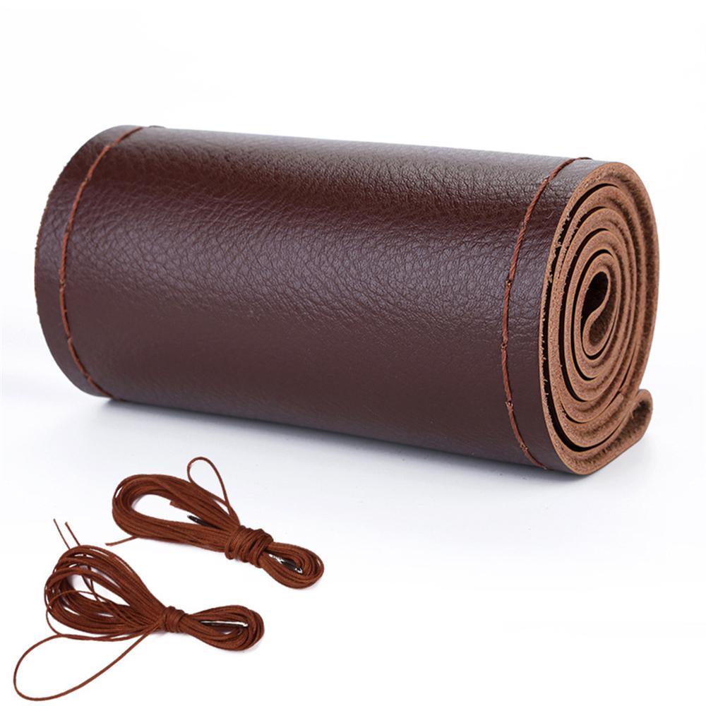 Универсальная оплетка на руль 38 см кожаная ручная оплетка на руль натуральная кожа коровы с иглами и нитками