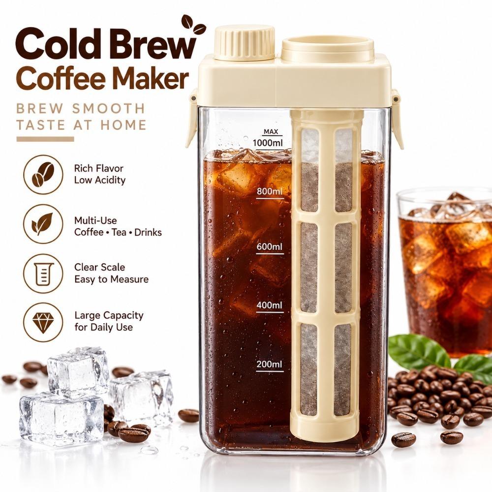 Built In Measurement Scale Cold Brew Pitcher Brewing Coffee Carafe  Home Camping