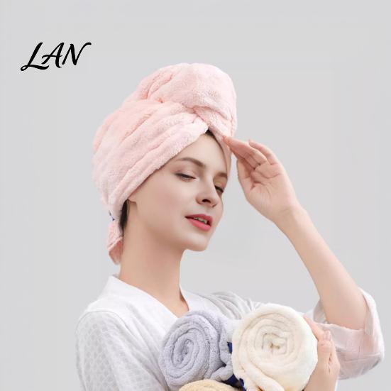 Fast Drying Hair Wrap Coral Fleece Towel Wrap, Super Absorbent Cap for Curly Long Large Hair, Thickened Anti Frizz Quick Dry Turban Women Reusable