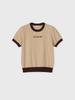JE NE SAIS QUOI Logo Tipping Short Sleeve Knit_Brown