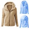 Women Hooded Sweater Coat Winter Warm Wool Zipper Coat Cotton Coat Outwear