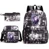 Teen Animation Backpack Elementary School Student Fashion School Bag Three-piece Set