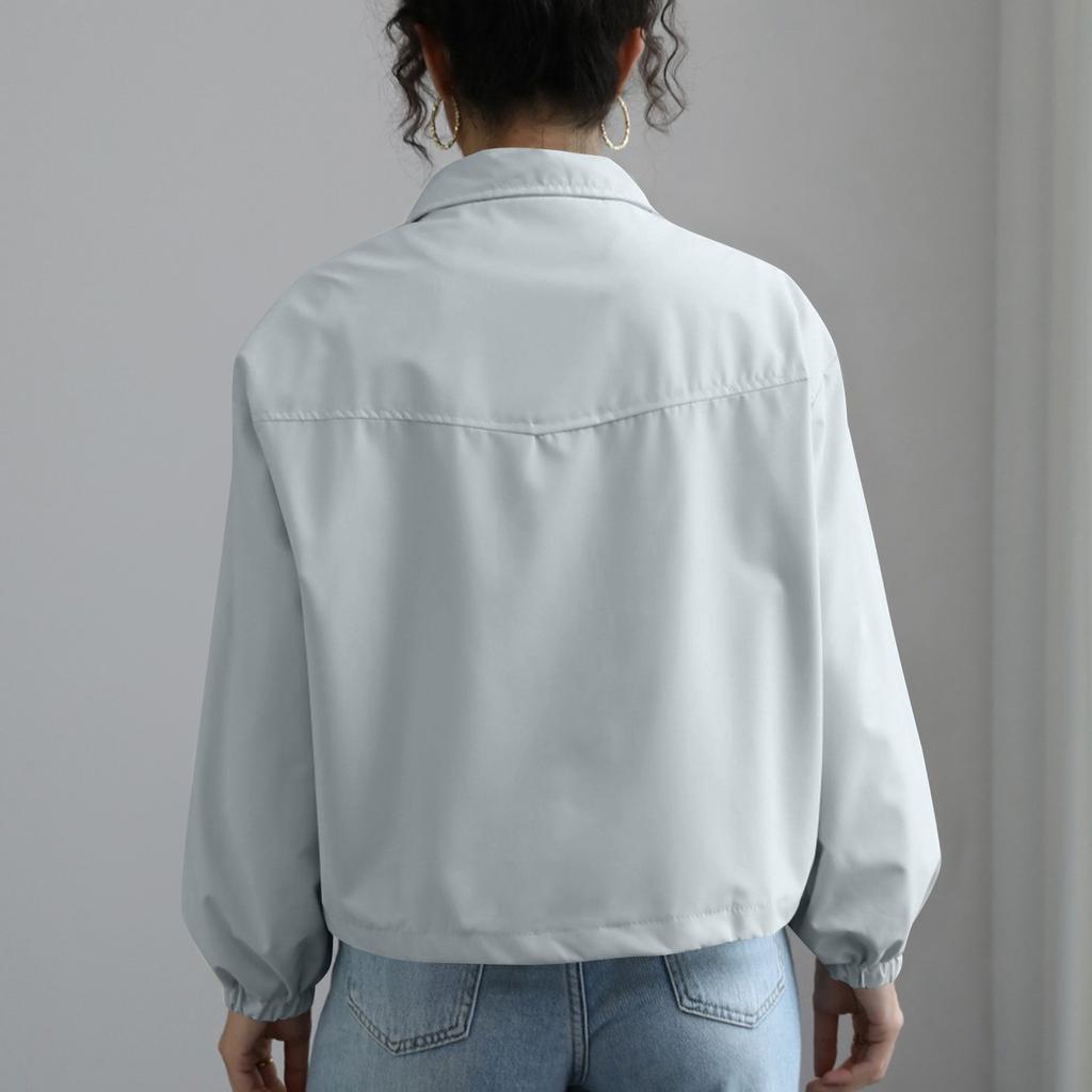 Women's Fashionable Trench Coat Short Standing Collar Thin Jacket