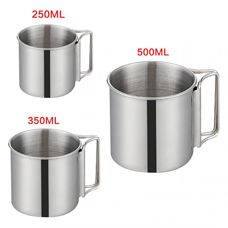 1/4pcs Stailess Steel Cup Portable Carabiner Cup Outdoor Folding Camping Cups Mug For Home Camping Hiking Outdoor Tableware