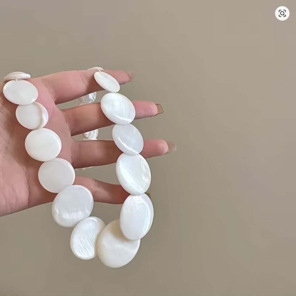 Round Beaded Choker White Sweater Chains Elegant Shell Necklace Jewelry