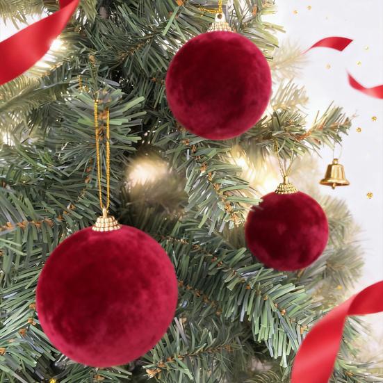 10/20 шт. Рождественские шары бархатные елочные подвесные украшения с лентой свадьбы дни рождения домашнее праздничное украшение