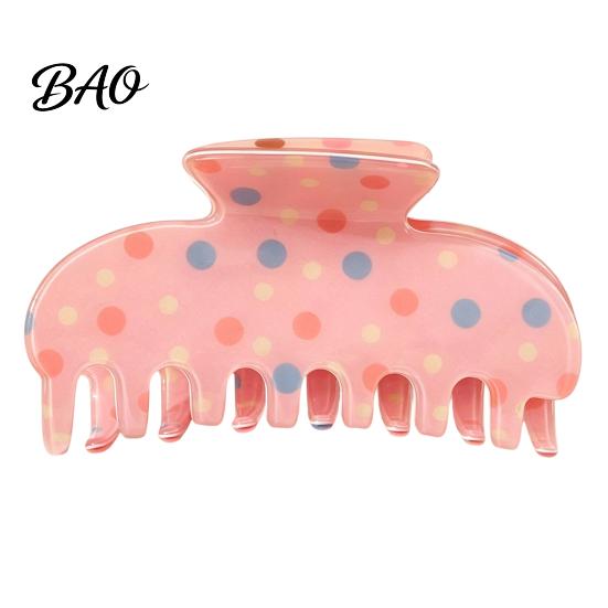 Versatile Hair Claw for Ponytail Colorful Polka Dot Clip Women, Sweet Macaron Style Non-slip Shark Half Up Bun Clips Gripper Thick Hair, Lightweight