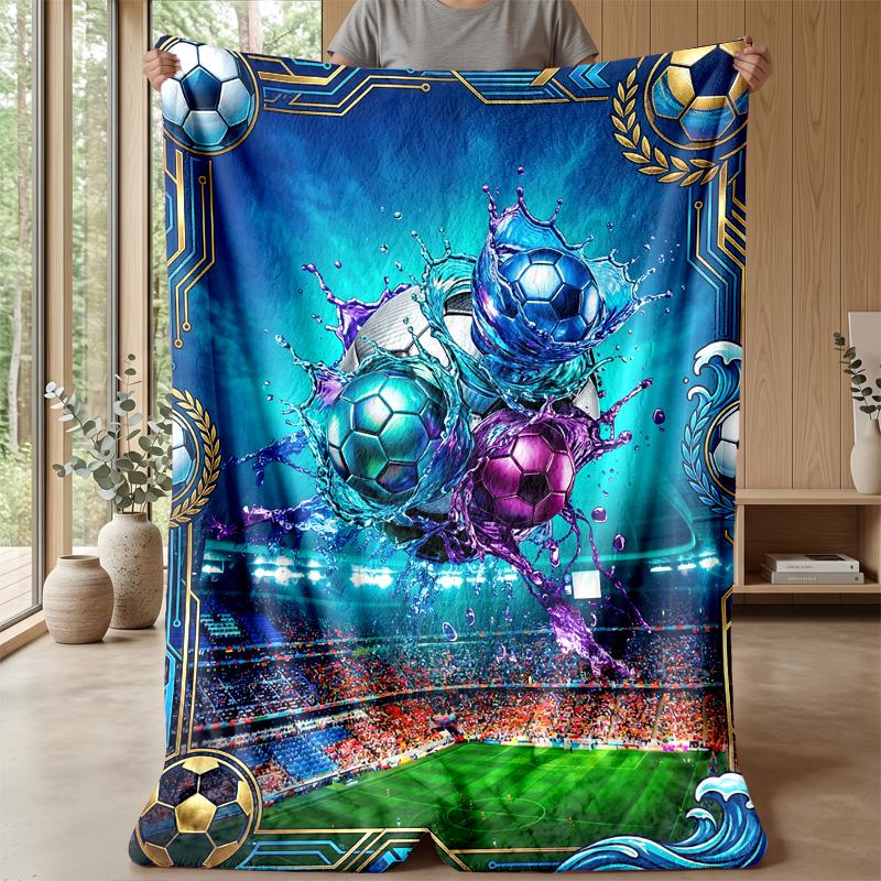 Soccer Skills Mastery Theme blanket Lightweight Warm Flannel Blanket Decorative Throw Blanket for Home Decoration