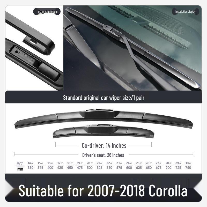 Совместимый стеклоочиститель для Toyota Corolla: Оригинальные безкаркасные для моделей 2013-2018 годов.