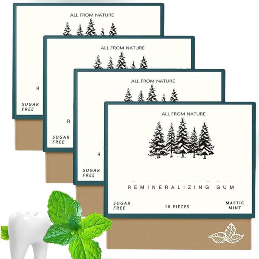 Remineralizing Chewing . New Organic Natural Mastic Mint Sugar-Free Freshen Breath For Teeth & Health Enamel Care 4 Boxes