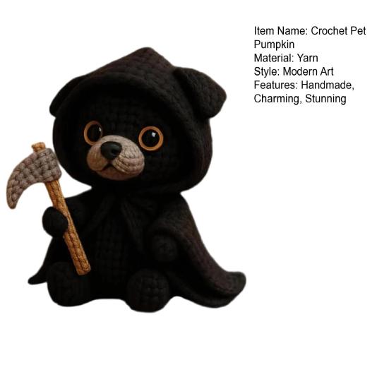 Ручная работа Крючком Фигурка Собаки Кошки Милое Вязаное Животное на Хэллоуин с Тыквой Подарок для Эмоциональной Поддержки для Любителей Собак Кошек