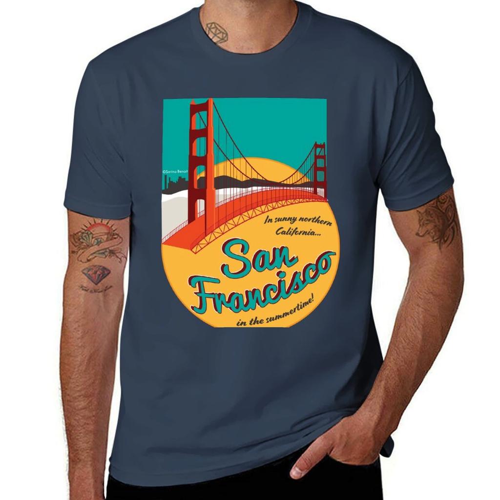 Retro San Francisco Sticker Tshirt Breathable Lightweight Summer Top