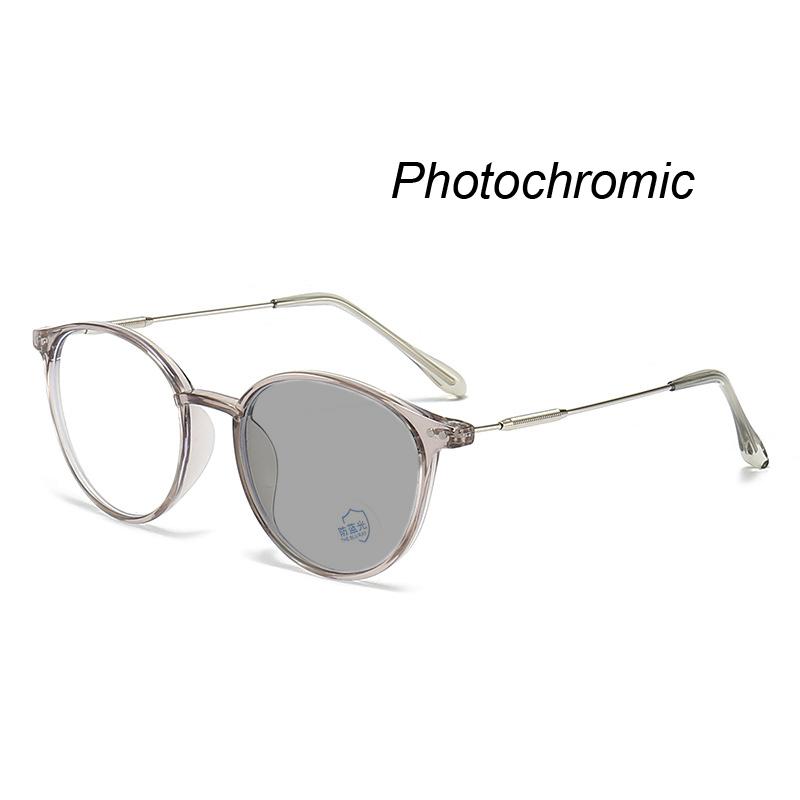 Women'S Fashion Photochromic Myopia Glasses Unisex Ultralight Anti-Uv Near Sight Eyeglasses Men Ladies Vintage Round Eyewear