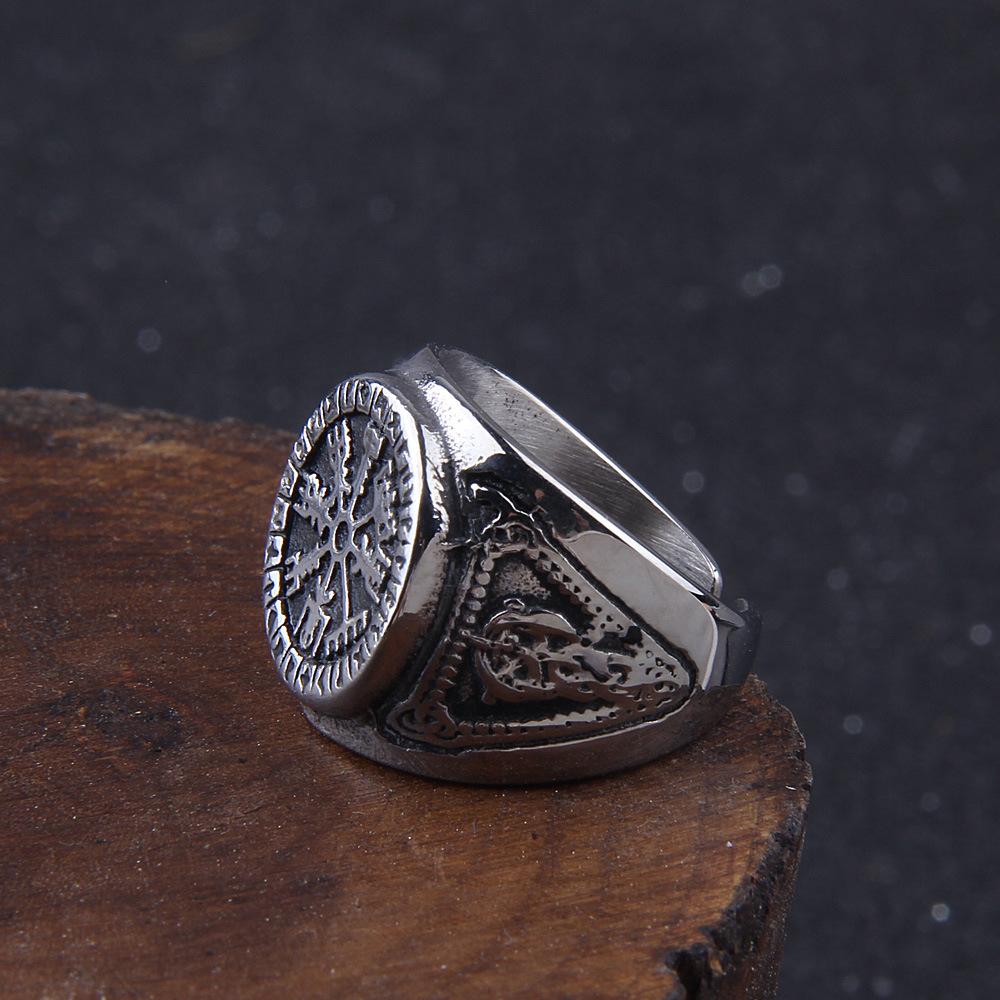Кольцо для мужчин Viking Raven Odin Sign Band Biker Ювелирные изделия из нержавеющей стали
