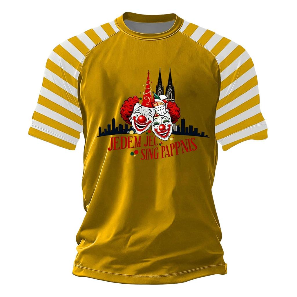 Мужская футболка с красными полосами и принтом клоуна для карнавала и повседневного ношения