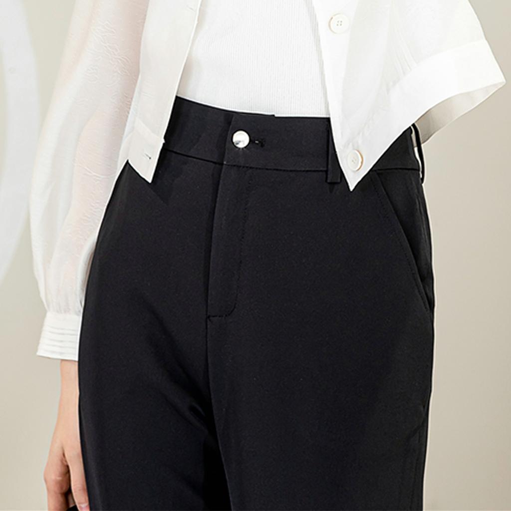 [Straight leg pants] Solid color simple and versatile cropped pants with temperament for commuting and casual wear for women