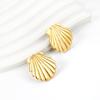 LUXUKISSKIDS Textured Shell Shape Earrings Necklace Bracelets Summer Stylish Stainless Steel Woman Jewelry Set 18K Gold Plated