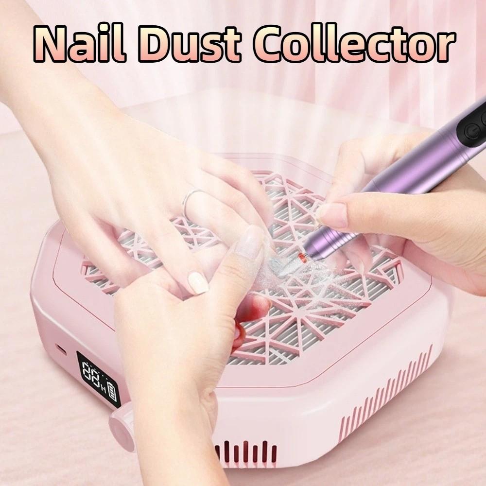 Reusable Filter Nail Dust Collector High Efficiency Cordless Portable Dust Suction  Home Nail Care