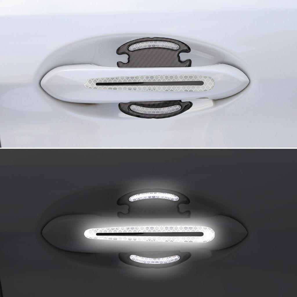 8pcs3D CarReflective Sticker Tape Reflector Fender Warning Bumper Strip Door Handle Bowl Cover Car Exterior Accessories Set