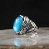 Blue Topaz Stone 925 Sterling Silver Men's Ring