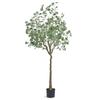 Artificial Eucalyptus Tree, 1.8 m Tall Faux Plant, Secure PE Material & Anti-Tip Tilt Protection Low-Maintenance Plant, Lifelike Green Fake Potted