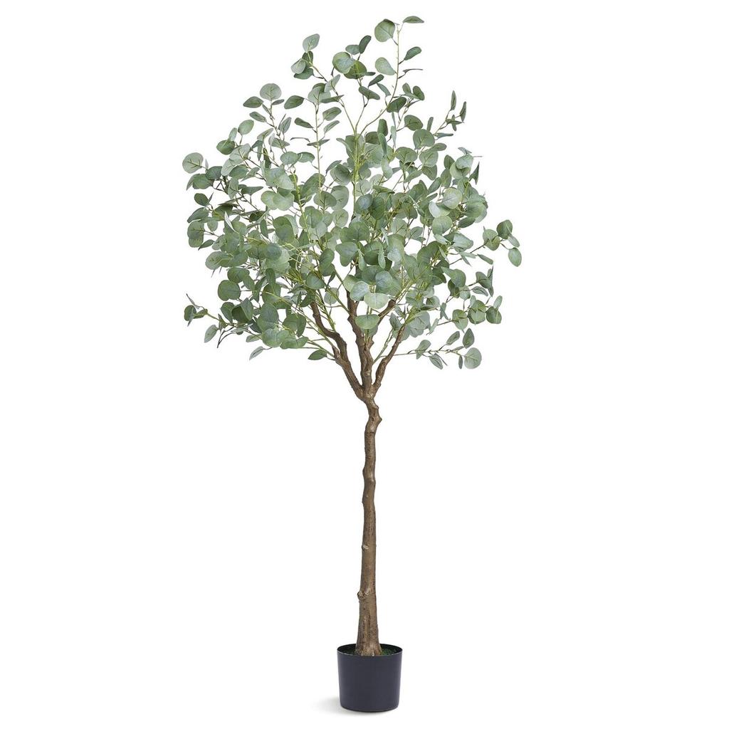 Artificial Eucalyptus Tree, 1.8 m Tall Faux Plant, Secure PE Material & Anti-Tip Tilt Protection Low-Maintenance Plant, Lifelike Green Fake Potted
