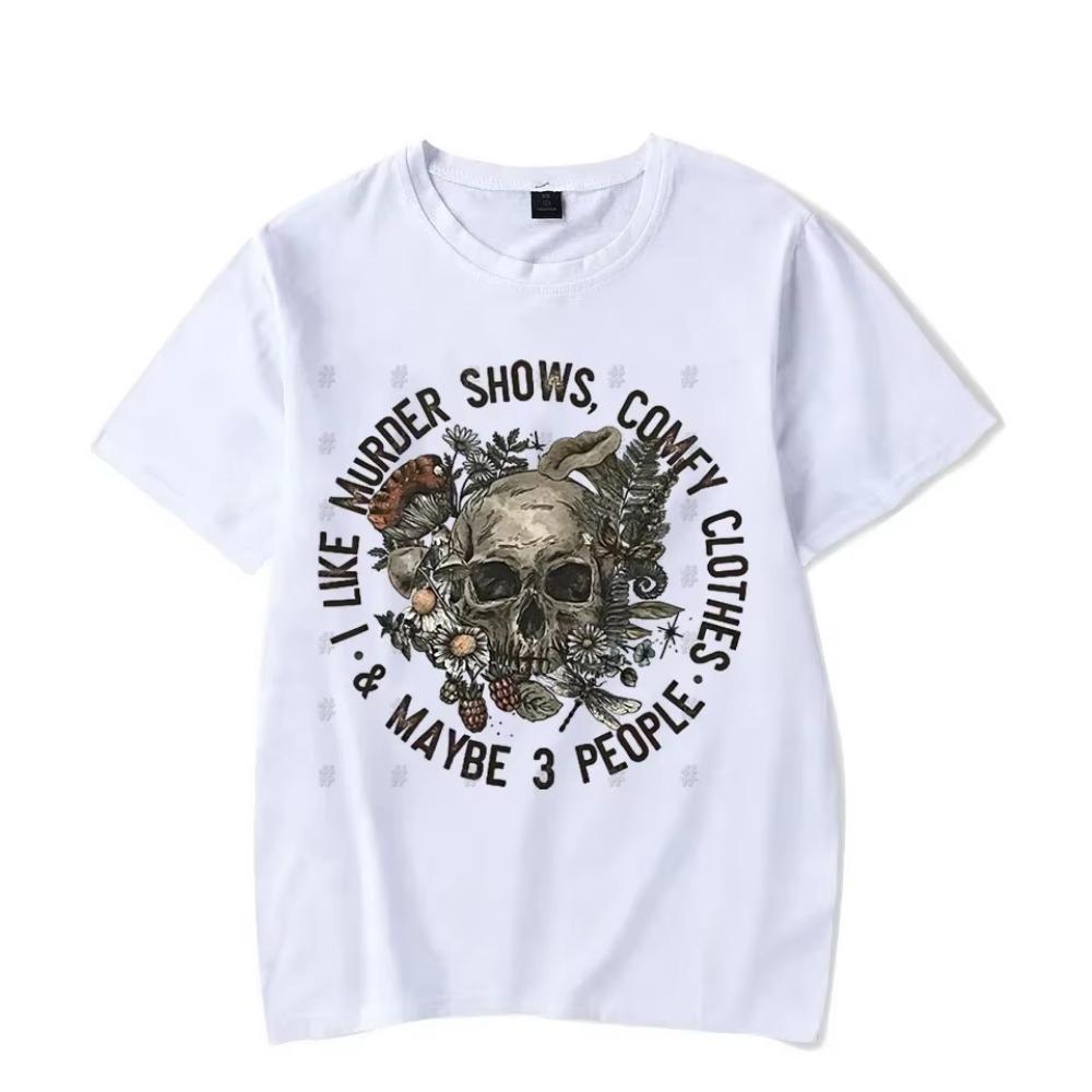 Я люблю передачи про убийства, удобную одежду и примерно 3 человек Графическая мужская футболка Повседневная футболка с коротким рукавом Футболка оверсайз Мужская одежда
