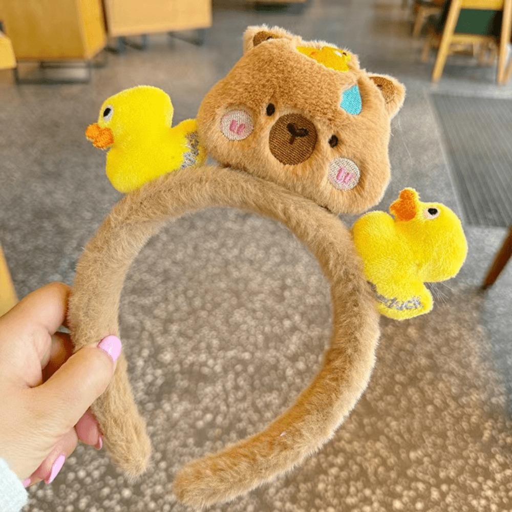 Duck Animal Fluffy Hair Hoop Non-slip Cartoon Hairbands Headpiece Face Washing Hair Hoop  Daily