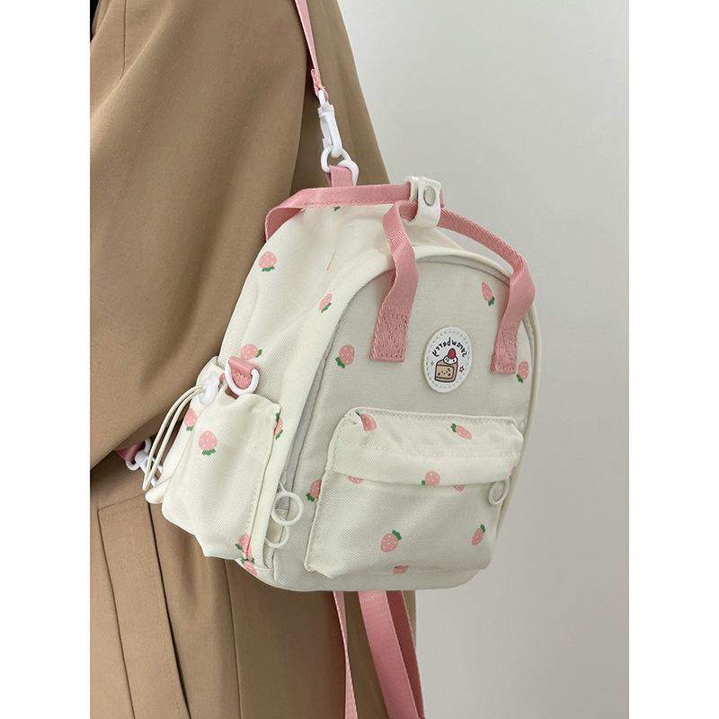 Милый рюкзак из клубники, холщовый, женский, новый, маленький, летний, рюкзак через плечо, допамин, симпатичная сумочка