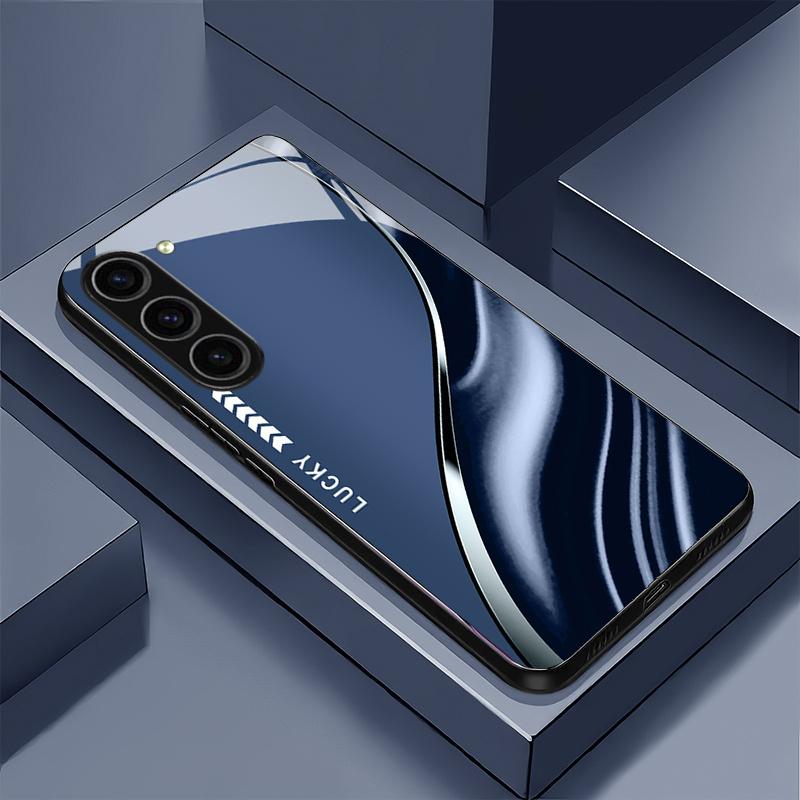 Счастливый чехол для телефона из стекла с узором «рябь» Подходит для Samsung Galaxy S26 S25 S24 S23 S22 S20 FE/Ultra/Plus Противоударная задняя крышка
