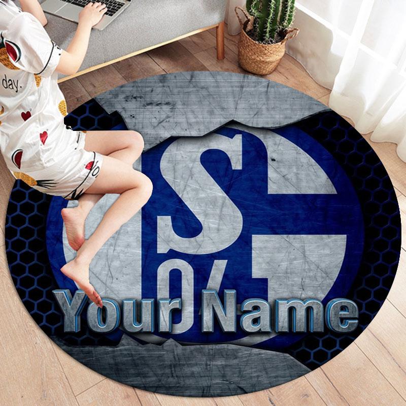 FC Schalke 04 Custom Name Round Area Rug,Carpet Rug for Living Room Bedroom Sofa Playroom Decor,Non-slip Floor Mat