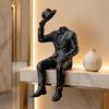 Artistic Bookshelf Accents 3D Printed Sitting Gentleman Ornament, Minimalist Abstract Faceless Figurine, Luxury Interior Design Pieces Aesthetic
