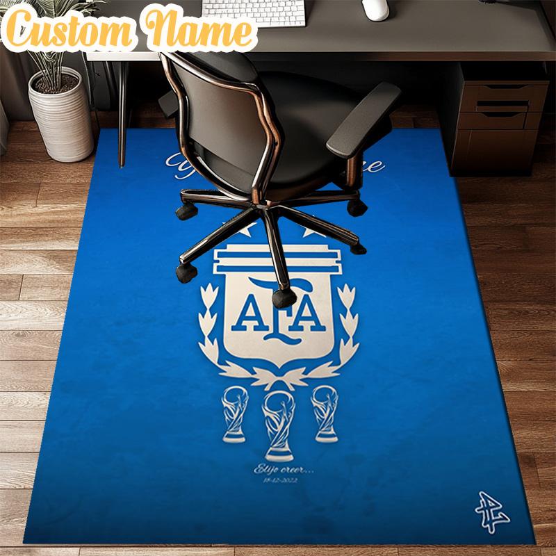 Custom Name Argentina Football Crest Rug Office Rug Chair Mat Non Slip Carpet Rugs for Bedrooms Dining Room Living Room Home Decor gifts