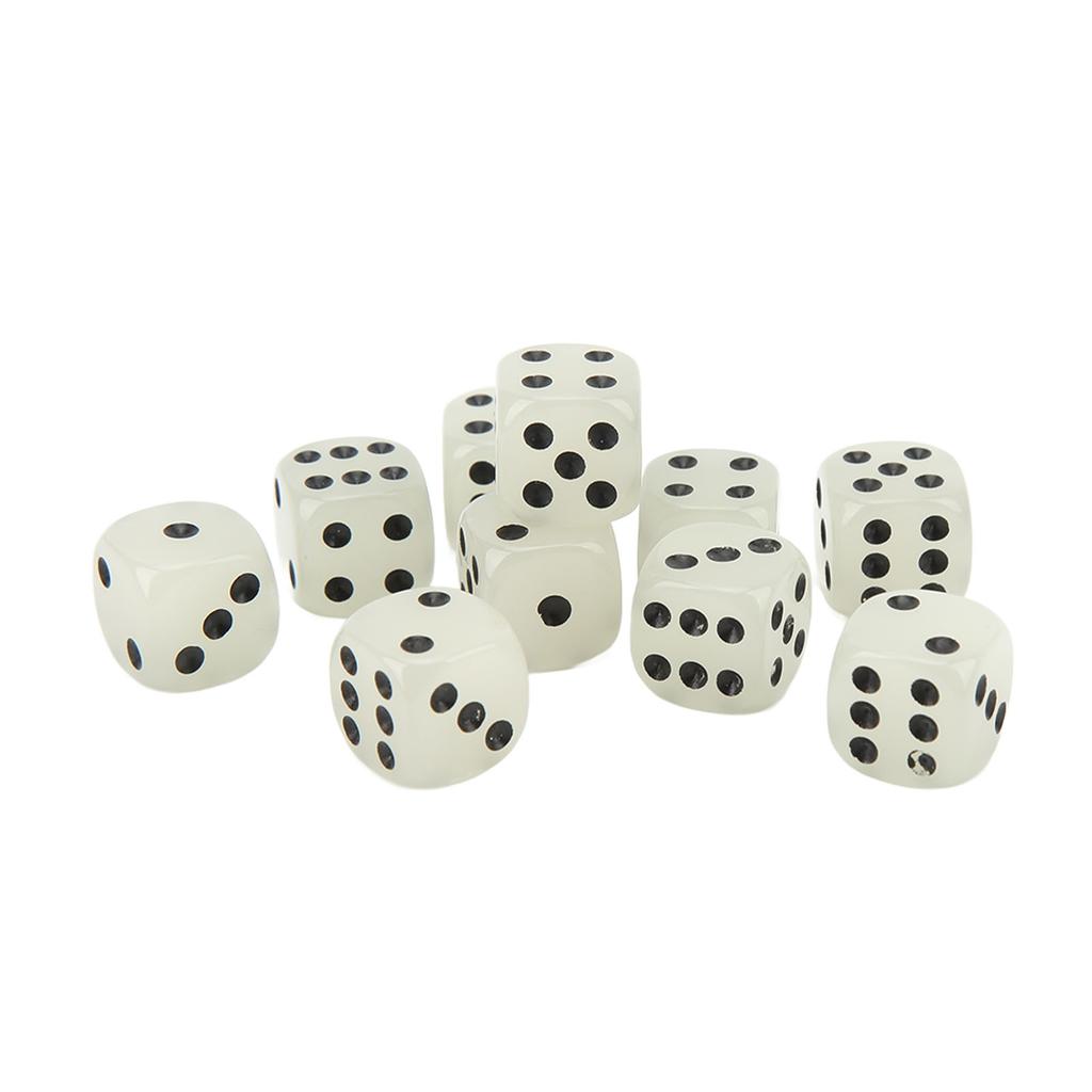 20PCS Dice Cubes Luminous Large Size Plastic with Black Points 6 Sided Dice for Bar Table Game