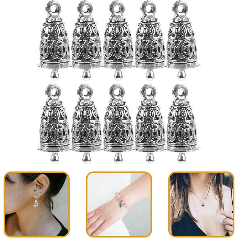 WTEMPO Mini Silvery Decor Jingle Bells Door Hangers Vintage DIY Wind Chime Handicrafts Making Accessories Festival Christmas Tree Decorative Bells