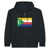 Sweat à capuche - PIXELFORMA - Drapeau des Comores - Noir - Полиэстер-Котон - Zippé intégral