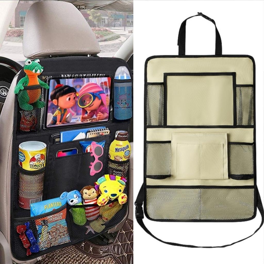 Car Back Seat Organizer Touch Screen Tablet Holder Automatic Storage Pocket Protector Travel Seat Back Organizer Kick Mats Seat Interior Accessories