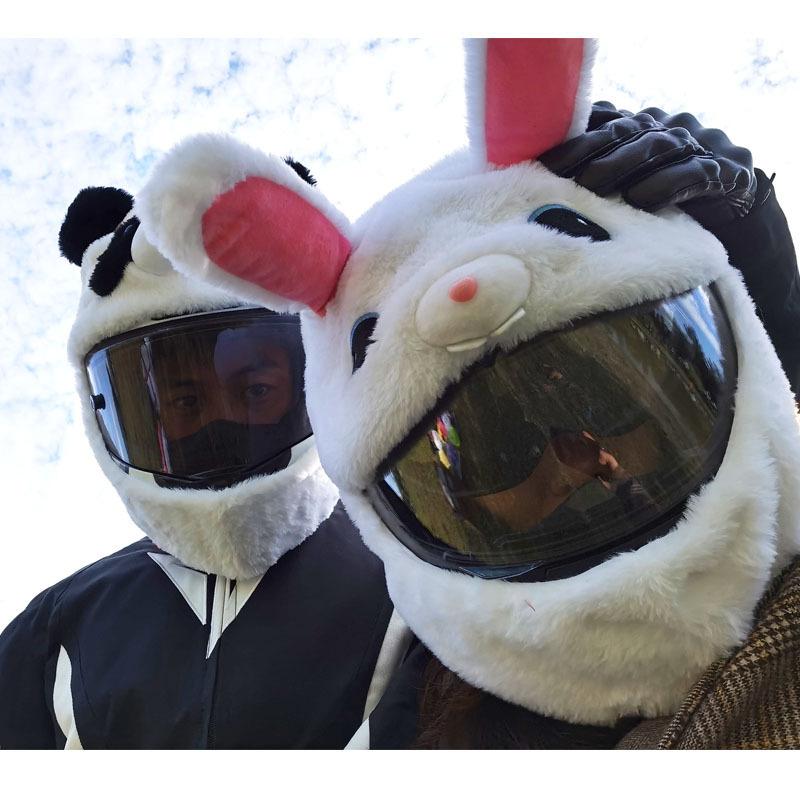 Чехол для мотоциклетного шлема, мультяшный плюшевый шлем, шляпа с безумными большими гибкими ушками, забавный защитный чехол для шлема для езды