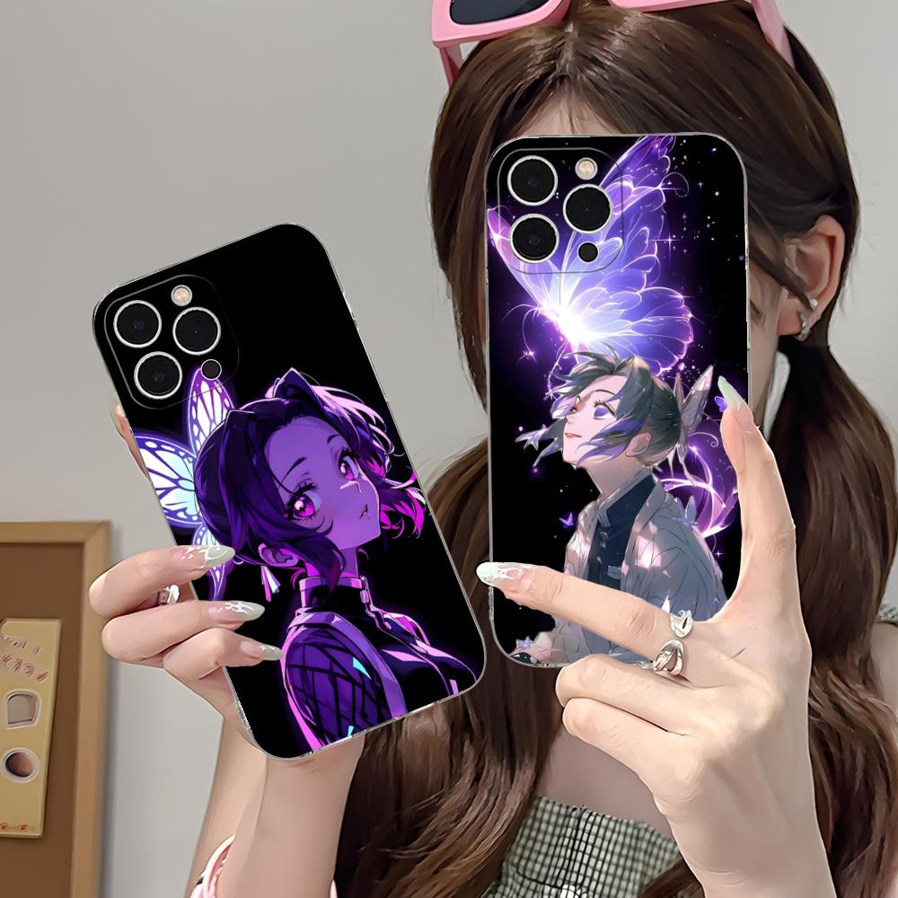 Demon Slayer Shinobu Kocho Phone Case for iPhone 16 15 14 13 12 11 X XR XS 8 6 Pro Max Plus Mini Clear Colour Protective Cover