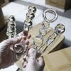 Manyjoy Хрустальные стеклянные дилдо Мастурбатор Реалистичный дилдо Пенис Стеклянные бусины G-точка Анальная пробка Секс-игрушки для мужчины женщины пары