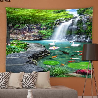 Весенний природный пейзаж гобелен 3D лесной водопад пейзаж настенный домашний фон тканевый декор садовый плакат для снаружи